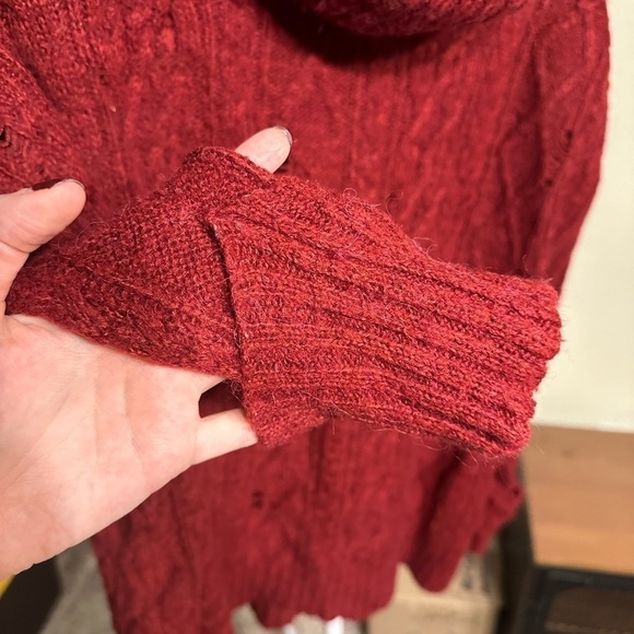Free People Red Turtleneck Sweater Size S - Picture 3 of 7